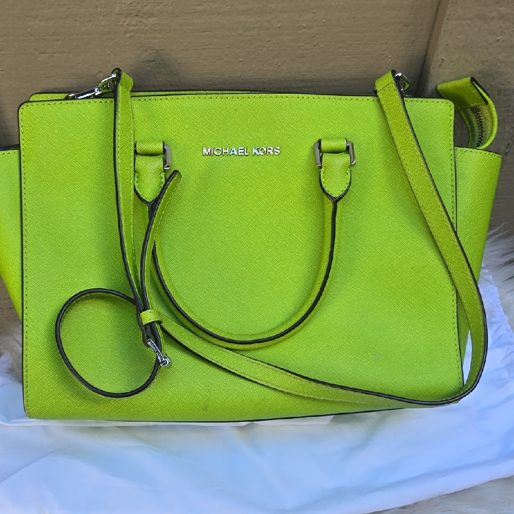 Michael Kors Lime Green Satchel Shoulder Bag